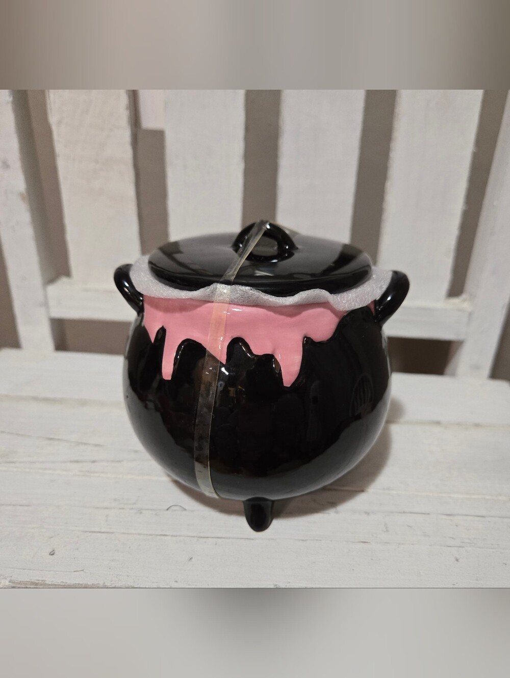 Pink & Black Cauldron With Lid Sweet & Spooky Halloween